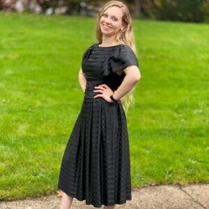 80s Albert Nipon Sheer Silky Striped Dress size 4 Union Tag - Nipon Boutique